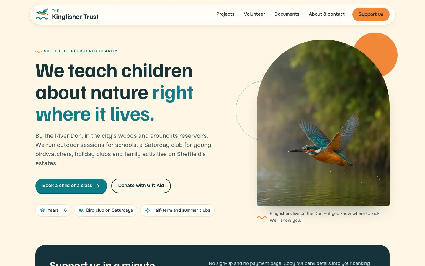 Sample website of Kingfisher Trust on a computer