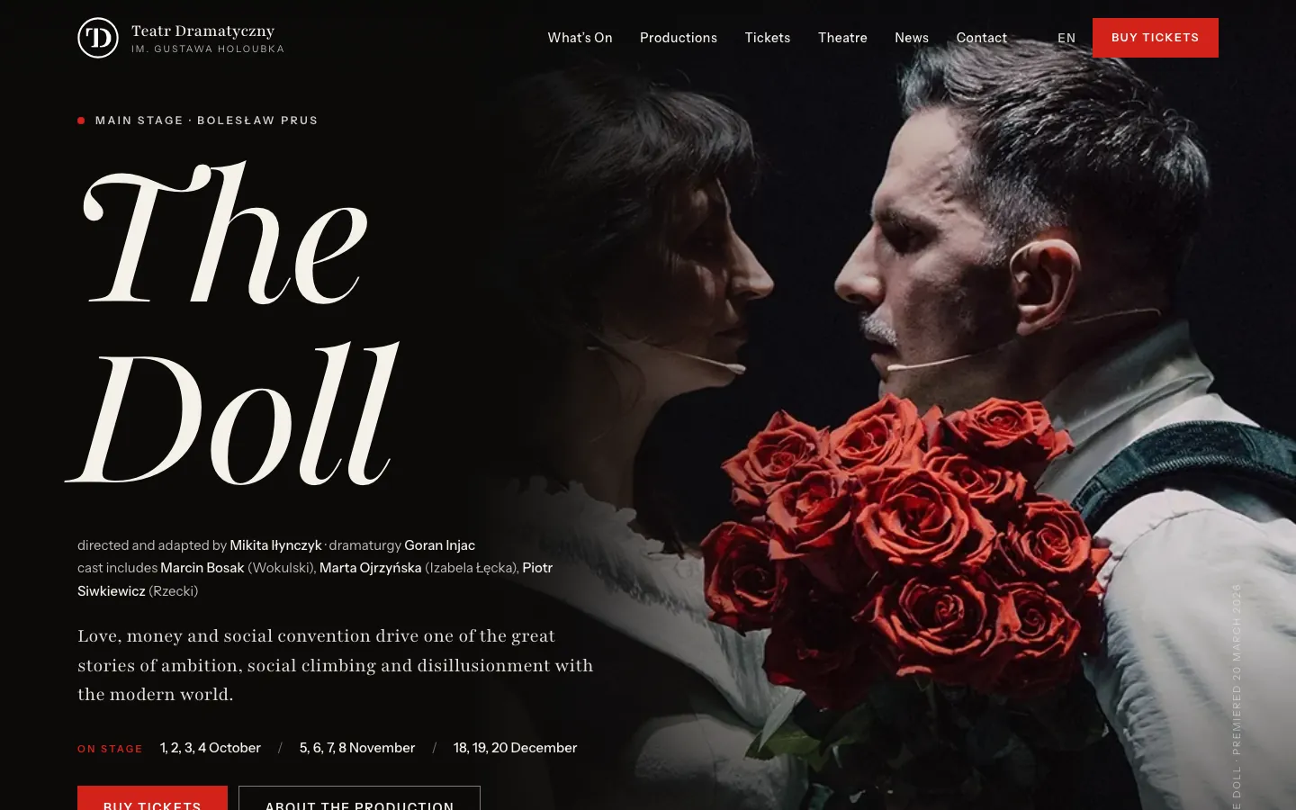 Sample website of Teatr Dramatyczny on a computer