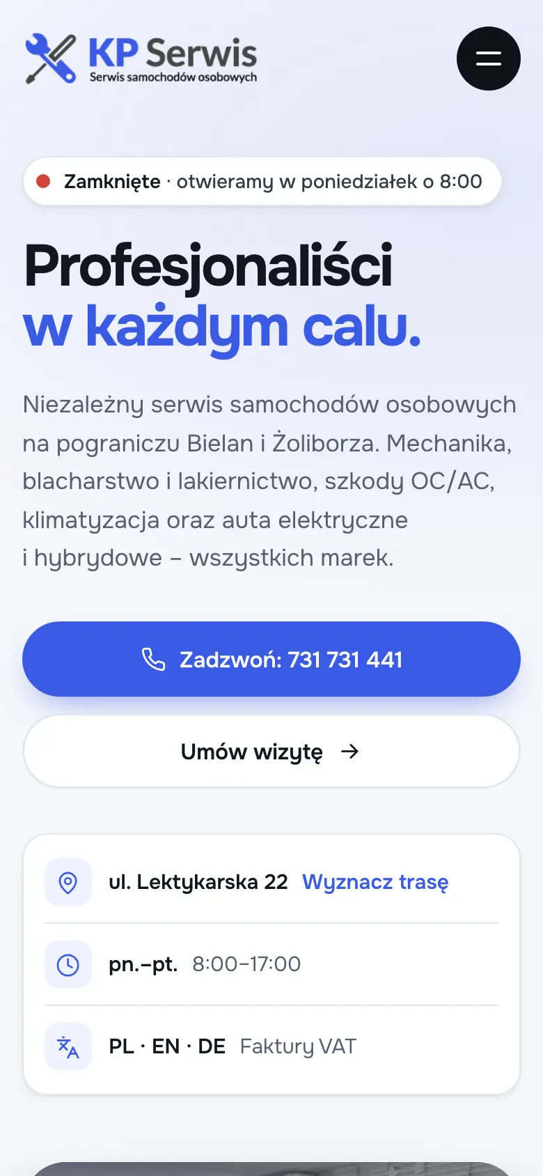 Nowa strona kpserwis.eu na telefonie