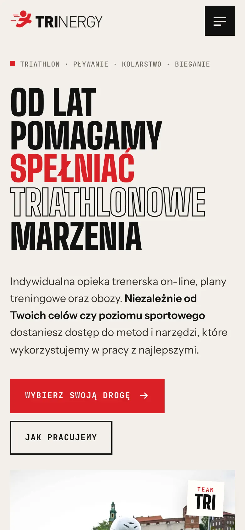 Nowa strona trinergy.pl na telefonie