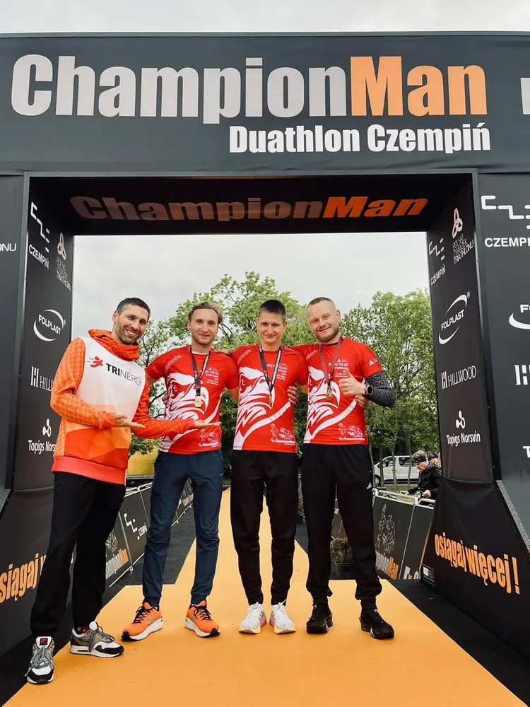 Trinergy athletes on the podium at the Polish Duathlon Championships in Czempiń