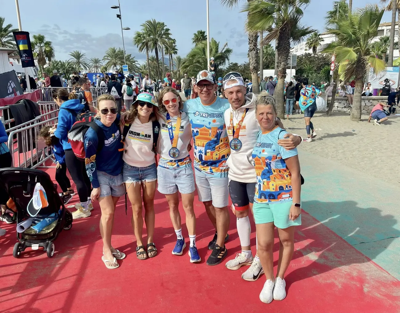 The Trinergy crew with their medals at the Ironman 70.3 World Championship in Marbella
