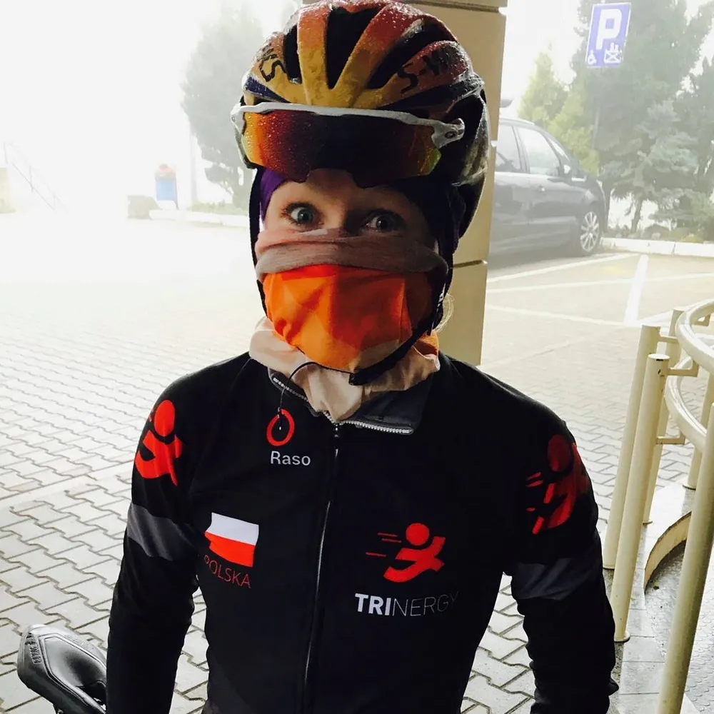 Olga Kowalska, Trinergy coach, wearing a cycling helmet